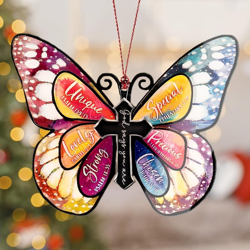 NELXI Butterfly Gifts for Women, Easter Christian Faith Ornament with Cross, Resurrection Home Décor Accent, Religious Butterfly Decoration, Inspirational Christian Easter Gift - Image 3
